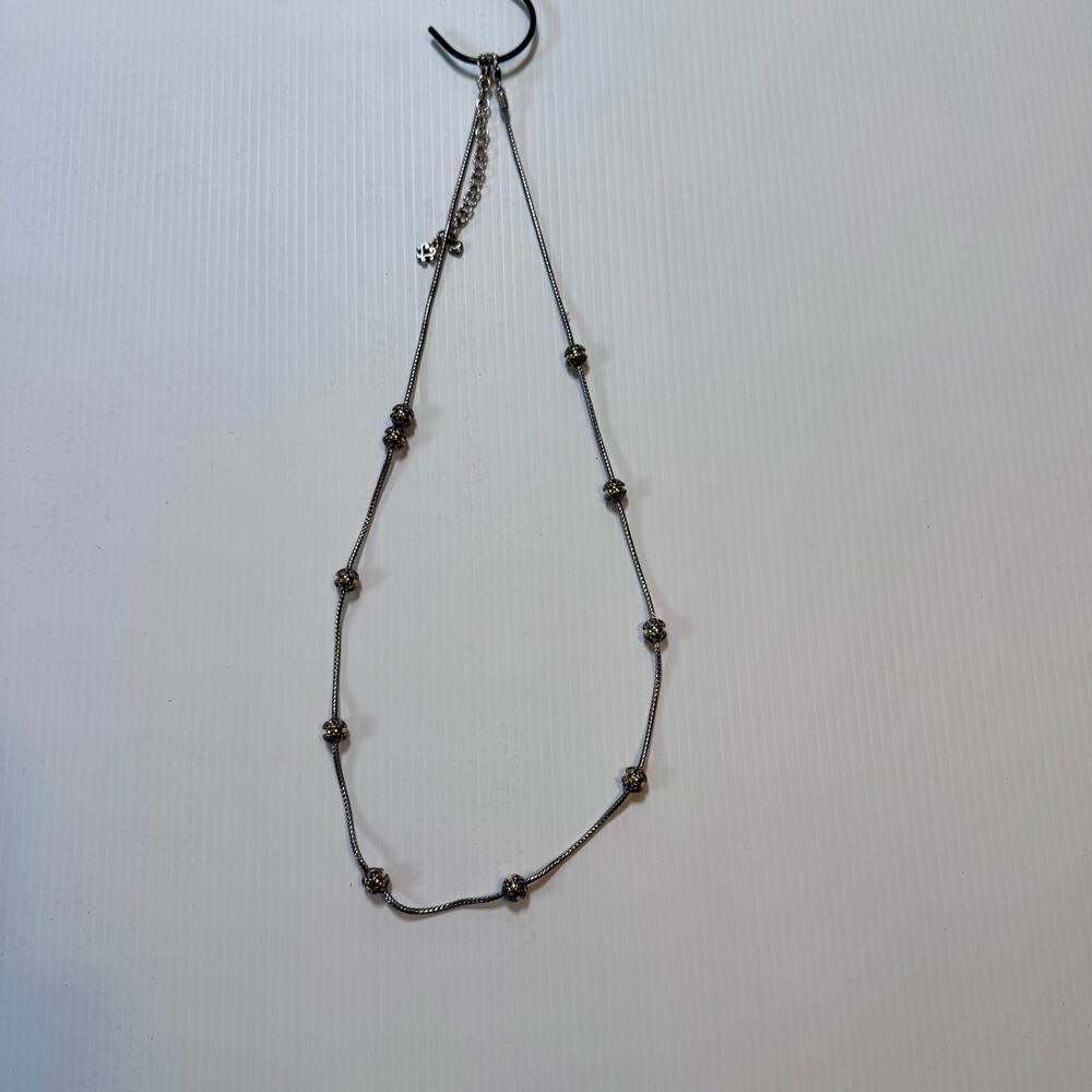 Brighton Silver Gold Plated 9 Station Wheat Chain Necklace Adjustable